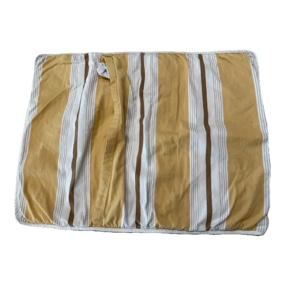 Restoration Hardware Quilted Pillow Sham Standard Yellow Paisley Stripe Cotton